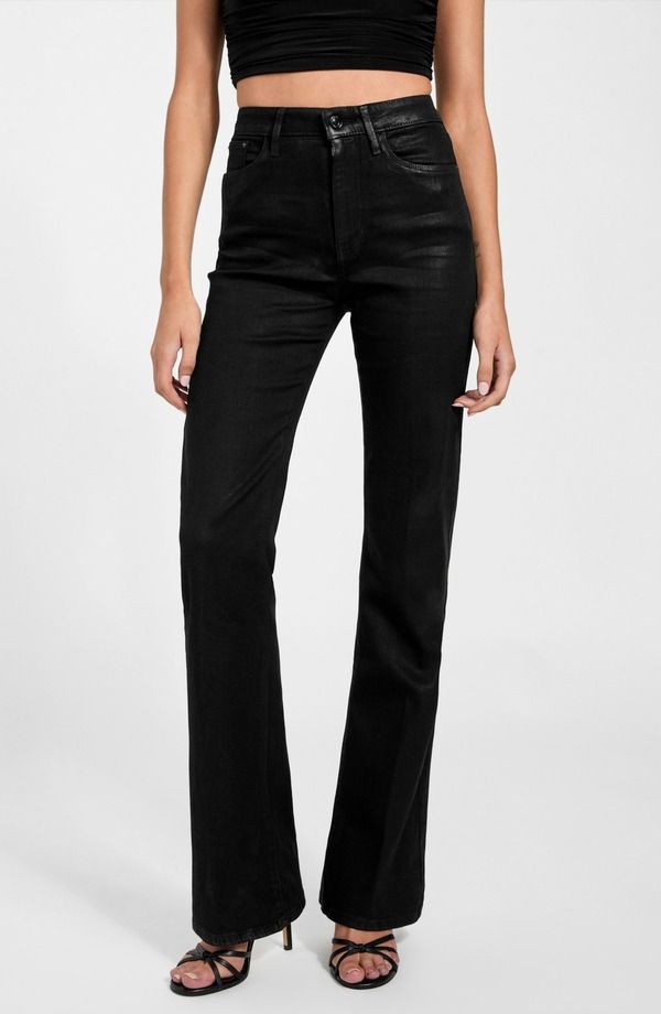 ゲス レディース ボトムス デニムパンツ ハイウエスト コート ジーンズ GUESSexy High Waist Coated Flare Jeans JblackBlack ブラック