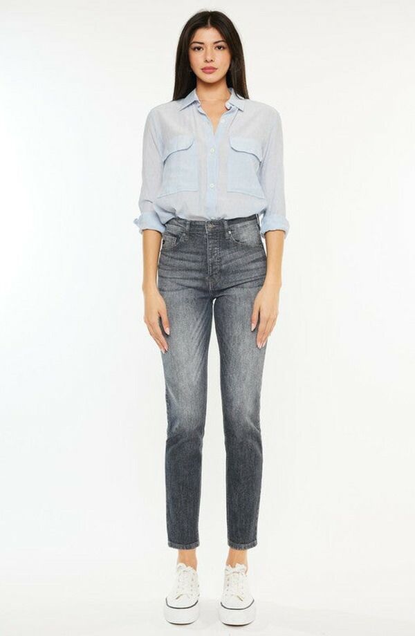カンクン レディース ボトムス デニムパンツ ジーンズ KanCan Taryn High Rise Cigarette Leg Jeans Gray グレー