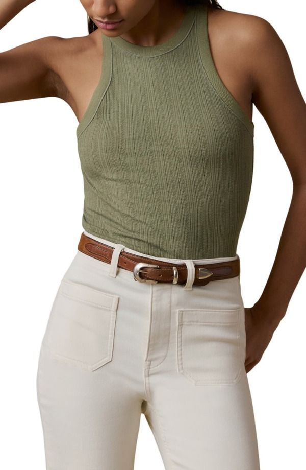 ファレティ レディース トップス シャツ コットン Faherty Paradise Pointelle Organicotton Tank Island Olive オリーブ