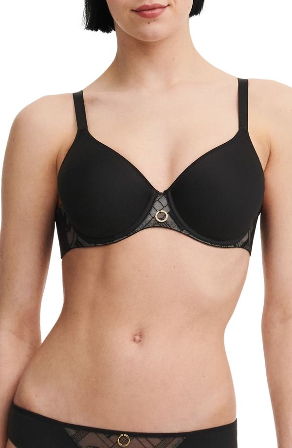 シャンテル レディース トップス Tシャツ グラフィック Chantelle Lingerie Graphic Underwire Memory Foam TShirt Bra Black ブラック