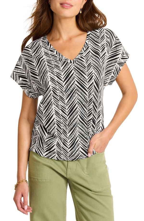 トッミーバハマ レディース トップス Tシャツ Vネック Tommy Bahama Kauai Seaside Sketch VNeck TShirt Black ブラック