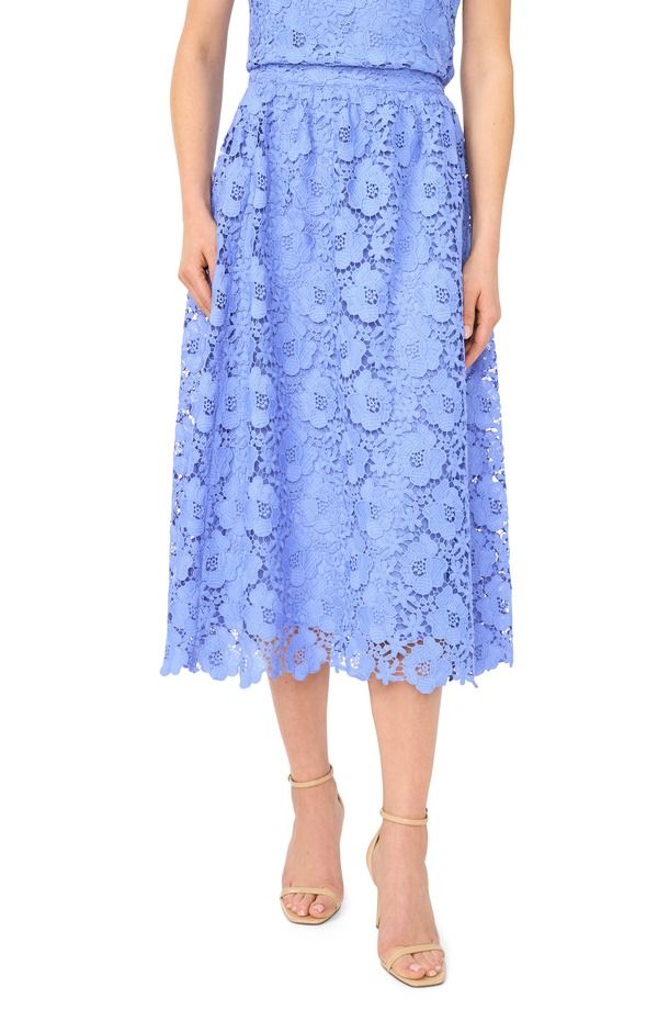 セセ レディース ボトムスカート A ライン フラワー柄 ミディ レース フラワー CeCe Floralace Aline Midi Skirt Bellflower Blue ブルー