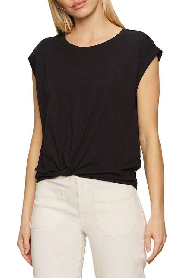 サンクチュアリー レディース トップス Tシャツ Sanctuary Knotted Muscle Tee Black ブラック