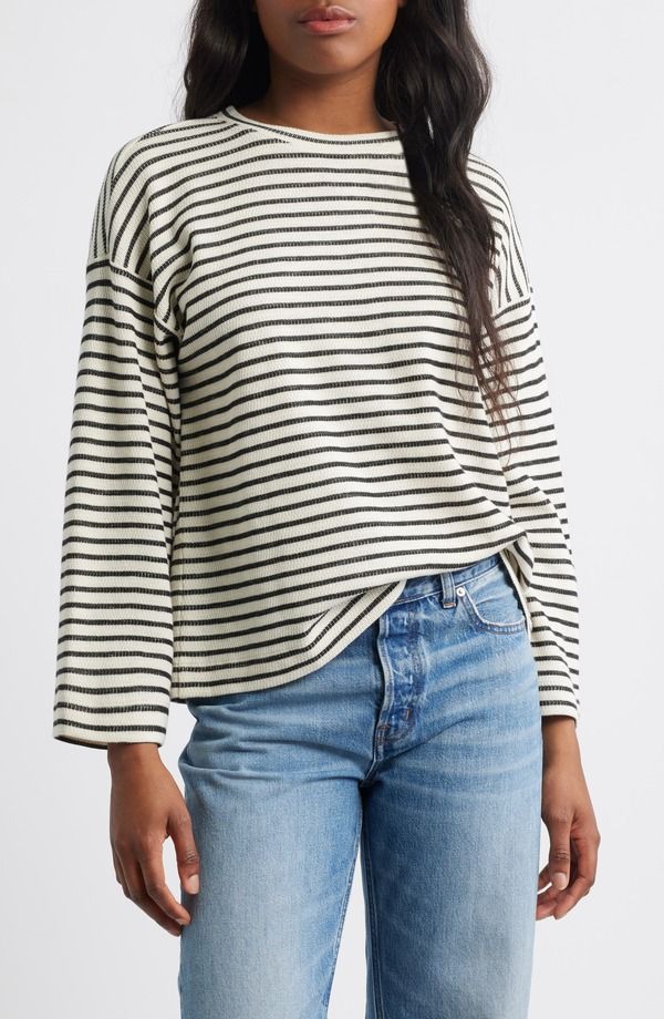 メイドウェル レディース トップス Tシャツ Madewell Easy Long Sleeve TShirt Jet Black ブラック