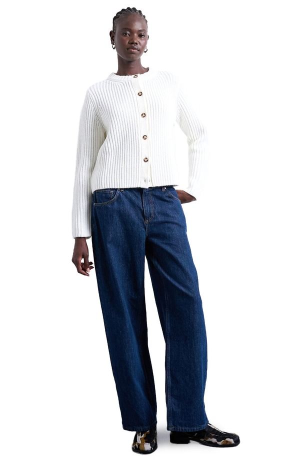 トップショップ レディース アウター パーカー・スウェット カーディガン Topshop Shaker Stitch Relaxed Cardigan White ホワイト 9,485円