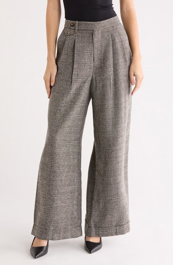 アストール レディース ボトムス レギンス ワイドレッグ パンツ ASTR the Labelanie Wide Leg Pants Grey Plaid グレー