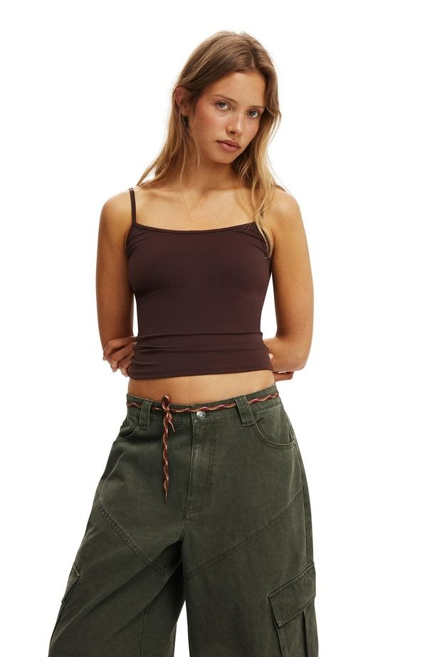 コットンオン レディース トップス シャツ Cotton Womens Hold Me Cami Dark Oak