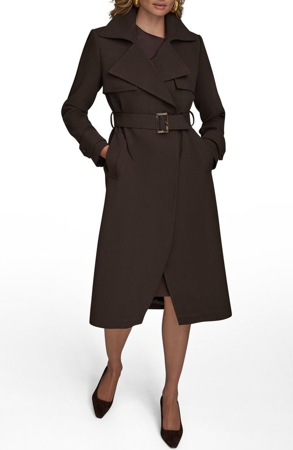 ダナ キャラン ニューヨーク レディース アウター ジャケット・ブルゾン コート Donna Karanew York Belted Long Raincoat Chocolate チョコレート