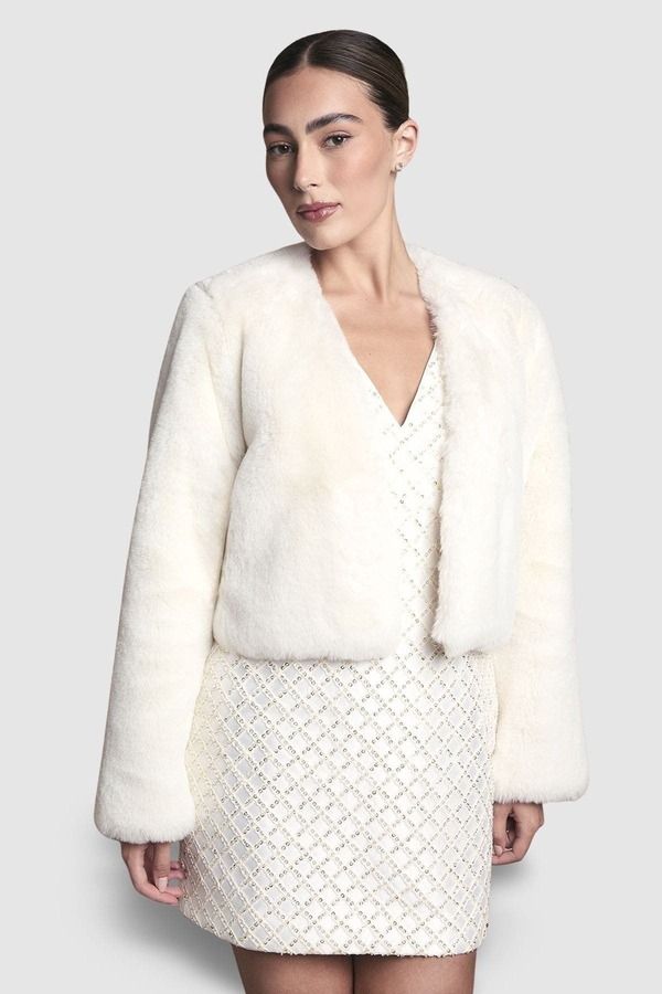 コースト レディース アウター ジャケット・ブルゾン コート Coast Edge To Edge Faux Fur Coat Ivory アイボリー
