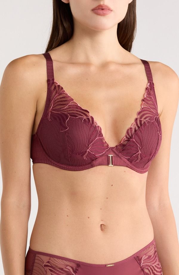 シャンテル レディース トップス Tシャツ Chantelle Lingerie Legend Underwire Plunge TShirt Bra Sienna Guava