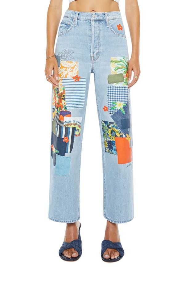 マザー レディース ボトムス デニムパンツ ストレート パッチワーク ジーンズ MOTHER Spinner Flood Patchwork Straight Leg Jeans Mumble Jumble