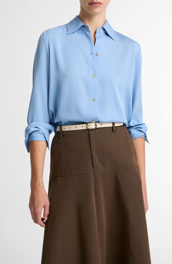ヴィンス レディース トップス シャツ シルク Vince Stretch Silk ButtonUp Shirt Hydra