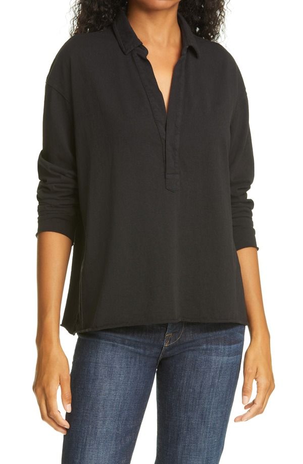フランク ＆ アイリーン レディース トップス シャツ Frank Eileen Patrick Popover Henley Black ブラック