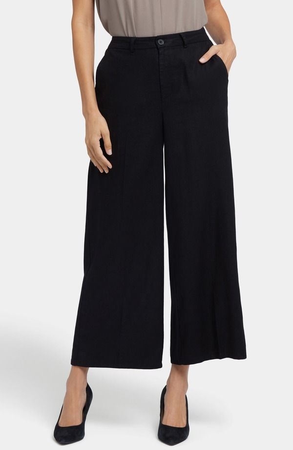エヌワイディージェイ レディース ボトムス レギンス ワイドレッグ パンツ アンクル リネン NYDJ Morgan Stretch Linen Wide Leg Ankle Pants Black ブラック