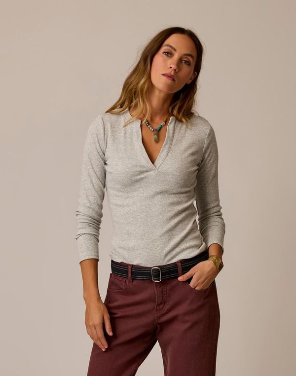 カーブデザイン レディース トップス シャツ Carve Designs Ever Henley Heather Grey グレー