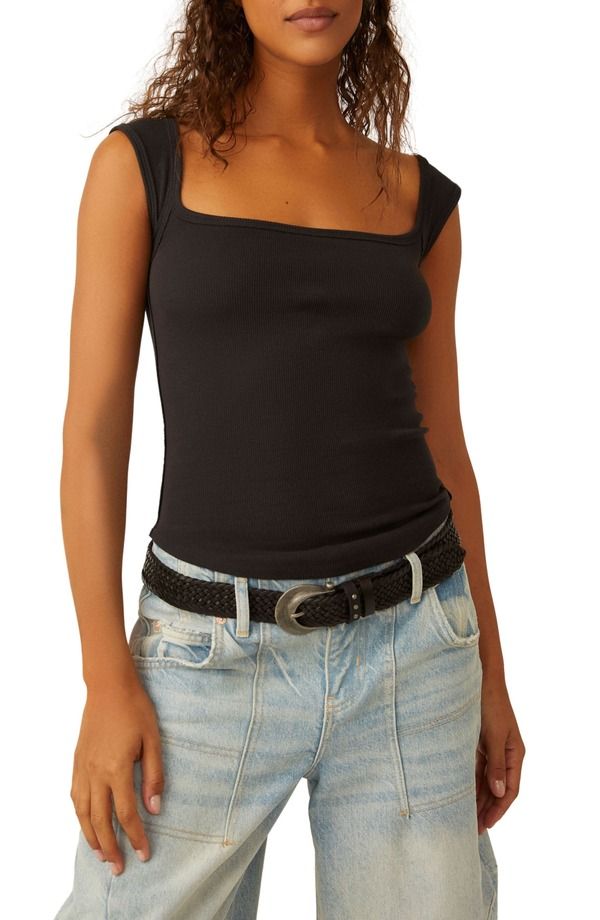 フリーピープル レディース トップス シャツ コットン Free People Hummingbird Stretch Cotton Top Black ブラック