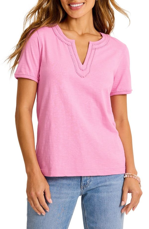 トッミーバハマ レディース トップス シャツ コットン Tommy Bahama Scallop Trim Organicotton Top Lilachiffon ライラック