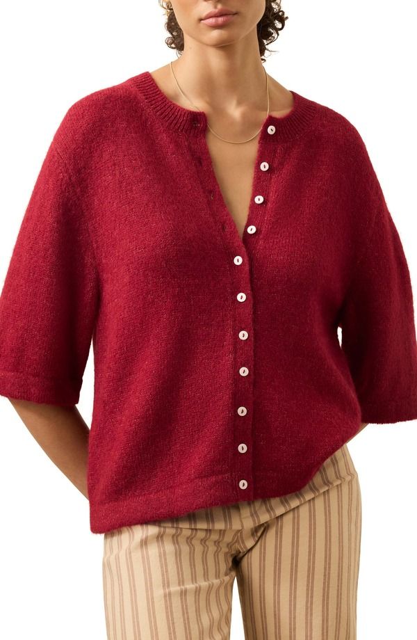 ファレティ レディース アウター パーカー・スウェット コットン カーディガン Faherty Apres Elbow Sleeve Alpaca Pima Cotton Cardigan Wine Rust ワイン