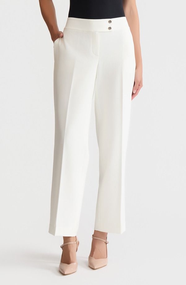カスパール レディース ボトムス レギンス ワイドレッグ パンツ KASPER Flat Front Wide Leg Pants Vanilla Ice