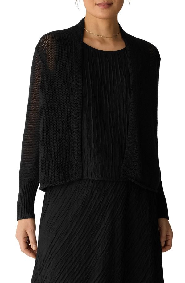 エイリーンフィッシャー レディース アウター パーカー・スウェット コットン カーディガン Eileen Fisher Open Front Organicotton Cardigan Black ブラック