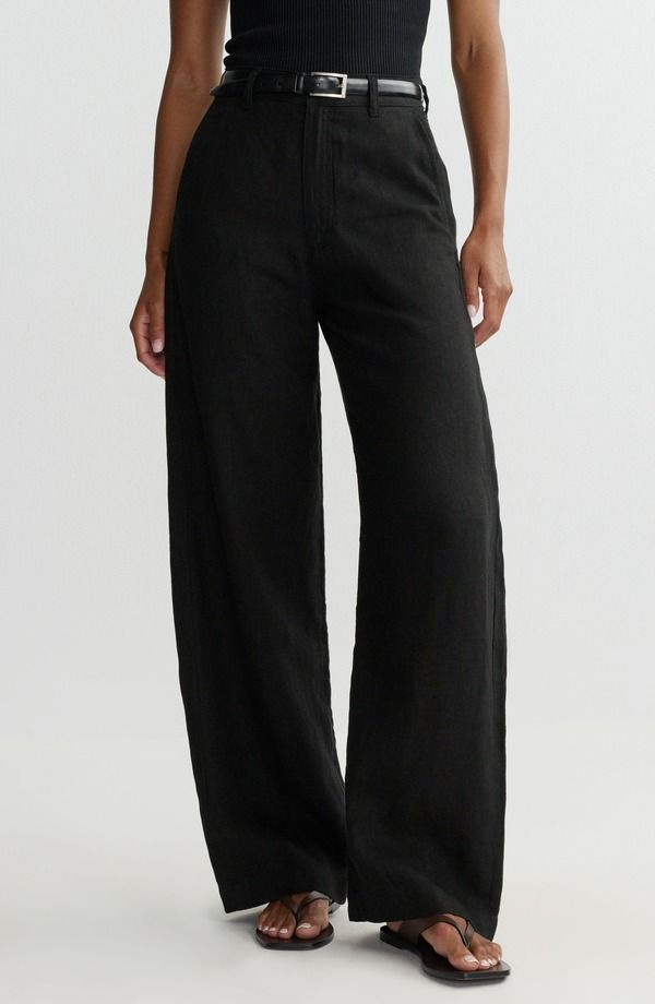 ディーエル 1961 レディース ボトムス レギンス ハイウエスト パンツ リネン DL1961 Taylor High Waist Linen Barreleg Pants Black Linen ブラック