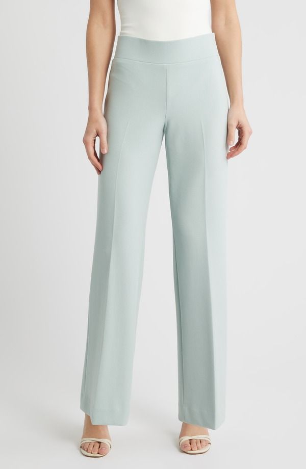 アンクライン レディース ボトムス レギンス ワイドレッグ ハイウエスト パンツ Anne Klein High Waist Pull On Wide Leg Pantsoft Aloe