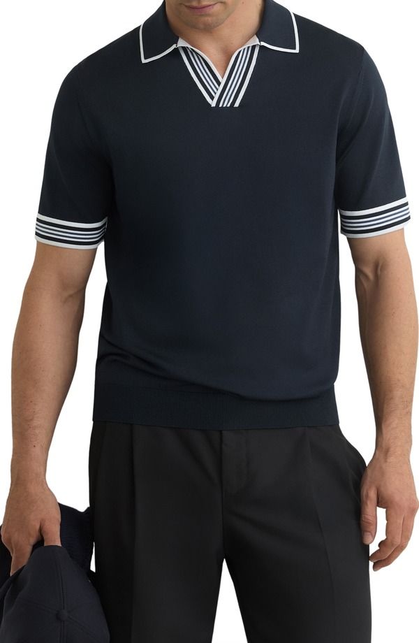 レイス メンズ トップス ポロシャツ Reiss Poole Tipped Polo Navy ネイビー