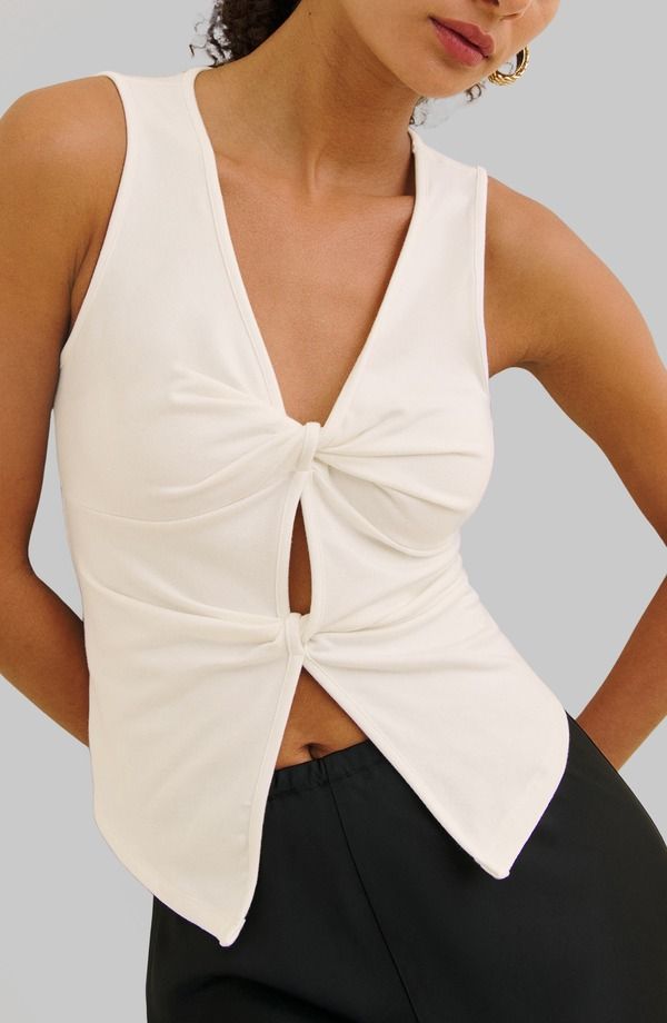 リフォーメーション レディース トップス シャツ カットアウト コットン Reformation Tefi Twist Cutout Stretch Organicotton Tank Fior Di Latte
