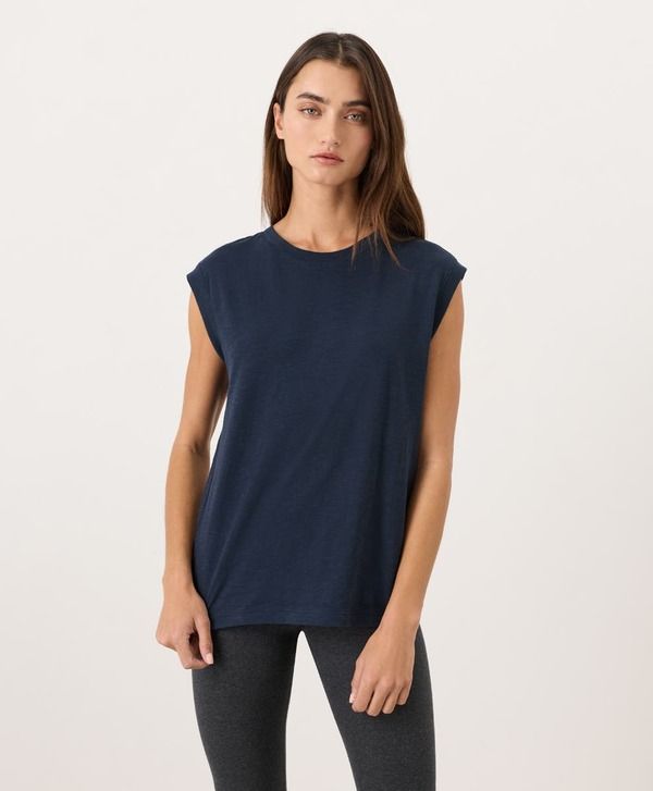 パクト レディース トップス Tシャツ コットン Pact Organicotton Featherweight Slub Relaxed Muscle Tee Navy ネイビー