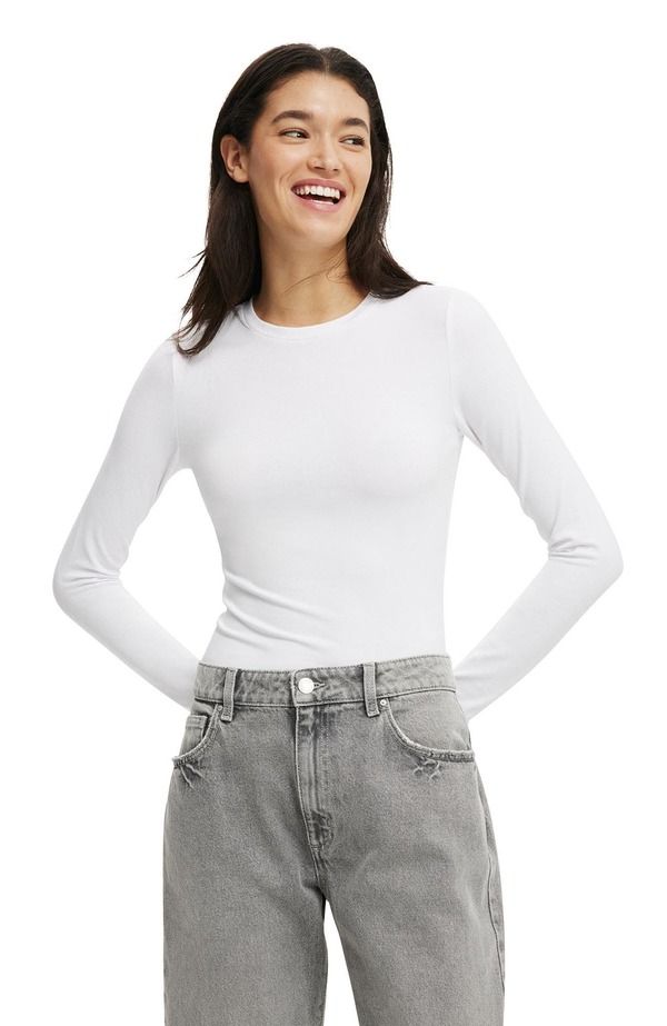 コットンオン レディース トップス シャツ Cotton Womens All Day Crew Long Sleeve White ホワイト