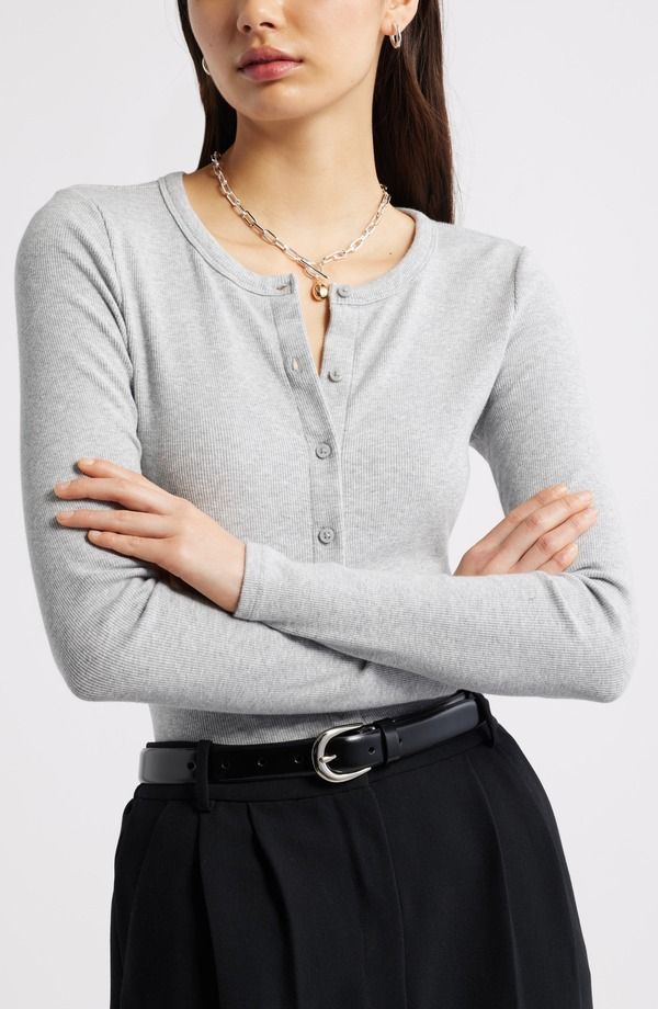 オープンエディット レディース アウター パーカー・スウェット カーディガン Open Edit Long Sleeve Rib Cardigan Grey Heather グレー