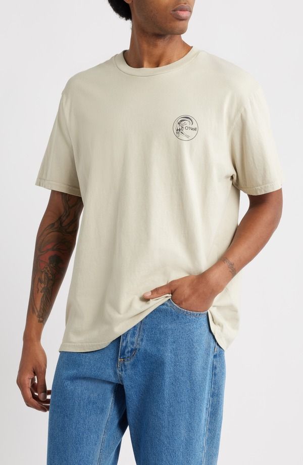 オニール メンズ トップス Tシャツ ロゴ グラフィック ONeill OG Circle Surfer Logo Graphic TShirt Light Khaki カーキ