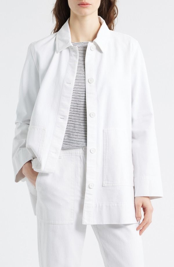 エイリーンフィッシャー レディース アウター ジャケット・ブルゾン コットン Eileen Fisher Organicotton Chore Jacket White ホワイト