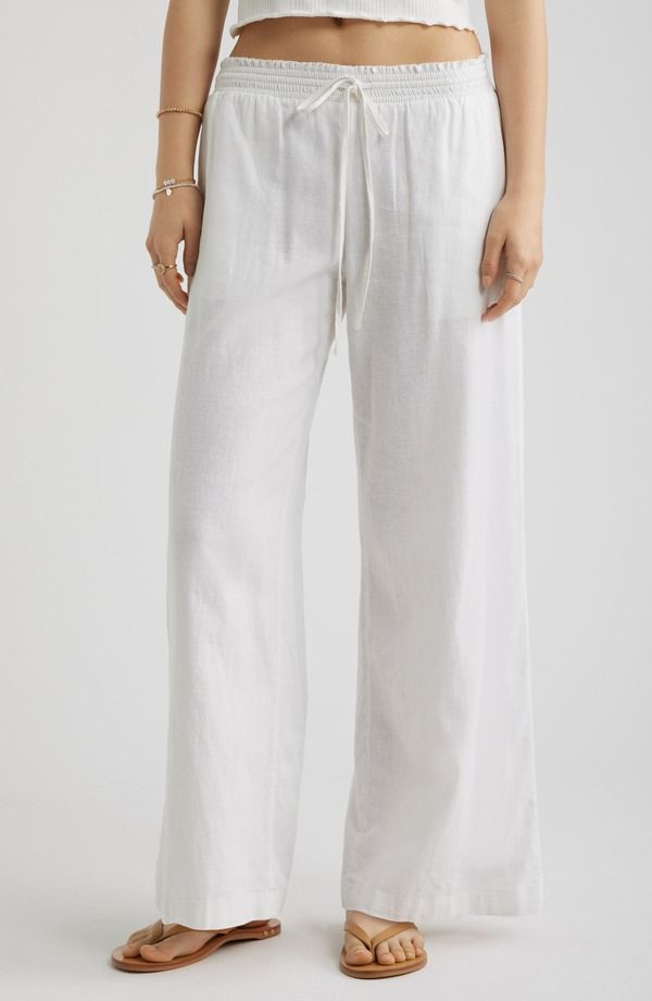 ビーピー レディース ボトムス レギンス パンツ リネン BP Linen Blend Beach Pants White ホワイト