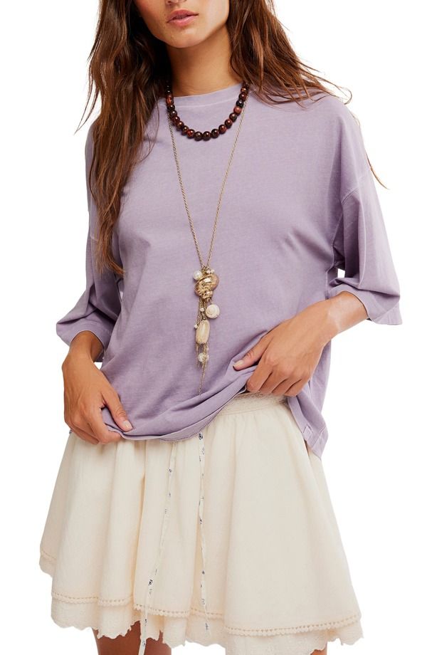 フリーピープル レディース トップス Tシャツ コットン Free People WTF Perfect Oversize Cotton TShirt Plum Ash アッシュ