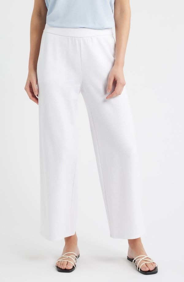 エイリーンフィッシャー レディース ボトムス レギンス ワイドレッグ パンツ パイル コットン Eileen Fisher Wide Leg Organicotton Terry Pants White ホワイト