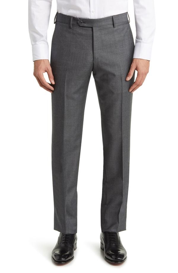 ザネッラ メンズ ボトムス カジュアルパンツ ウール Zanella Parker Classic Wool Sharkskin Dress Pants Med Grey グレー