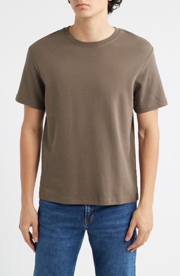 フレーム メンズ トップス Tシャツ コットン FRAME Duo Fold Cotton TShirt Mocha モカ