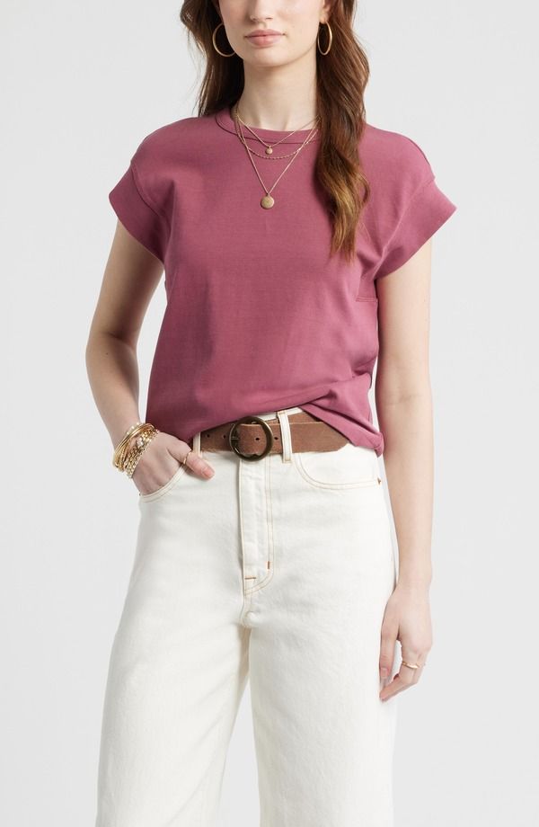 トレジャーアンドボンズ レディース トップス Tシャツ ドロップショルダー Treasure Bondrop Shoulder TShirt Burgundy Maroon バーガンディ