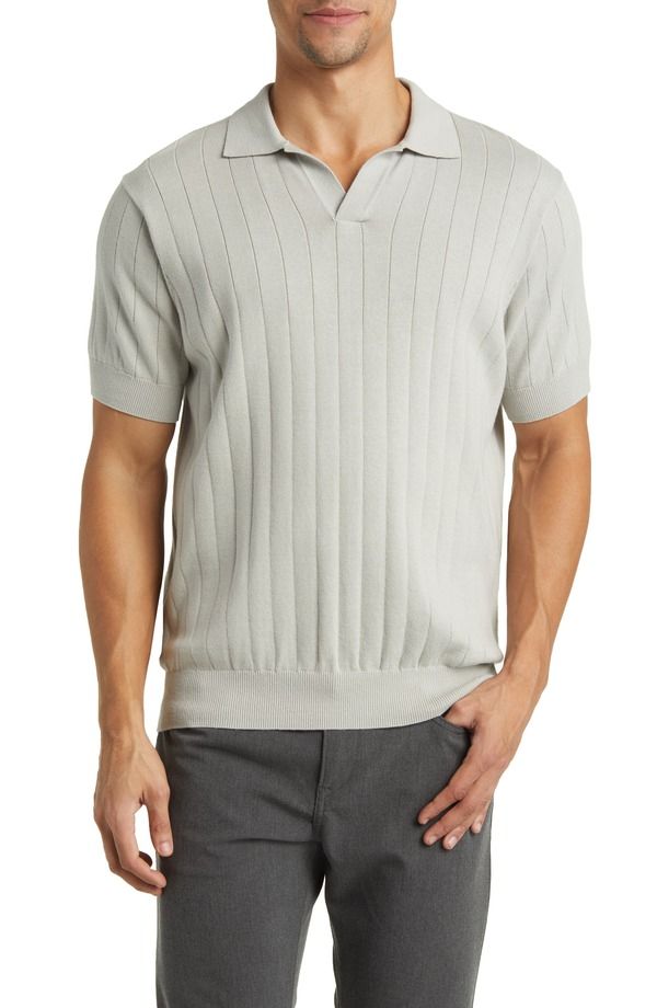 ロッドアンドグン メンズ トップス ポロシャツ セーター コットン Rodd Gunn Freys Crescent Rib Cotton Sweater Polo Stone ストーン