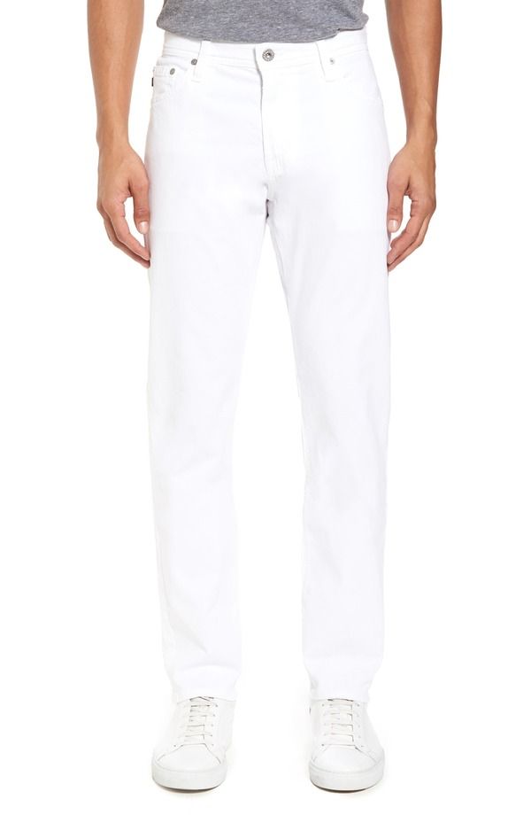 エージー メンズ ボトムス カジュアルパンツ Tシャツ AG Everett Stretch Sateen Slim Straight Pants White ホワイト
