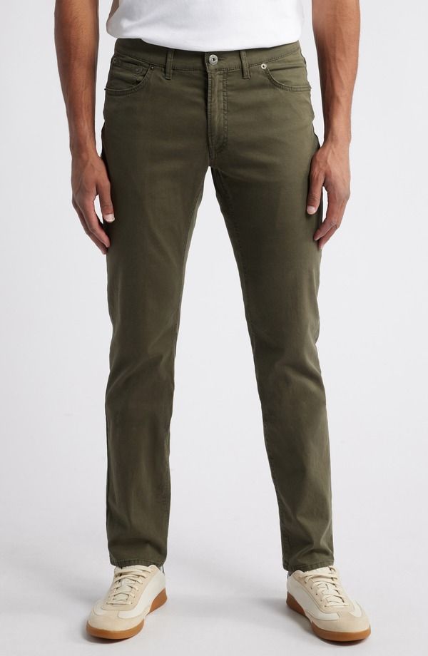 ブラックス メンズ ボトムス カジュアルパンツ ストレート コットン Brax Cadiz Stretch Cotton Straight Leg Pants Olive オリーブ