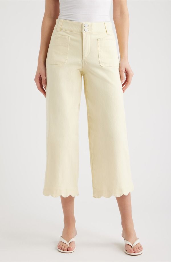 ウィットウィズダム レディース ボトムス レギンス ワイドレッグ ハイウエスト パンツ Wit Wisdom Scallopatch Pocket High Waist Crop Wide Leg Twill Pants Lemon Lush