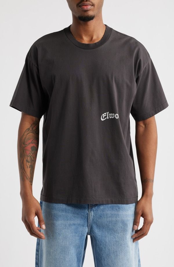 エルウッド メンズ トップス Tシャツ コットン グラフィック Elwood Trademark Core Organicotton Graphic TShirt Vintage Black ブラック