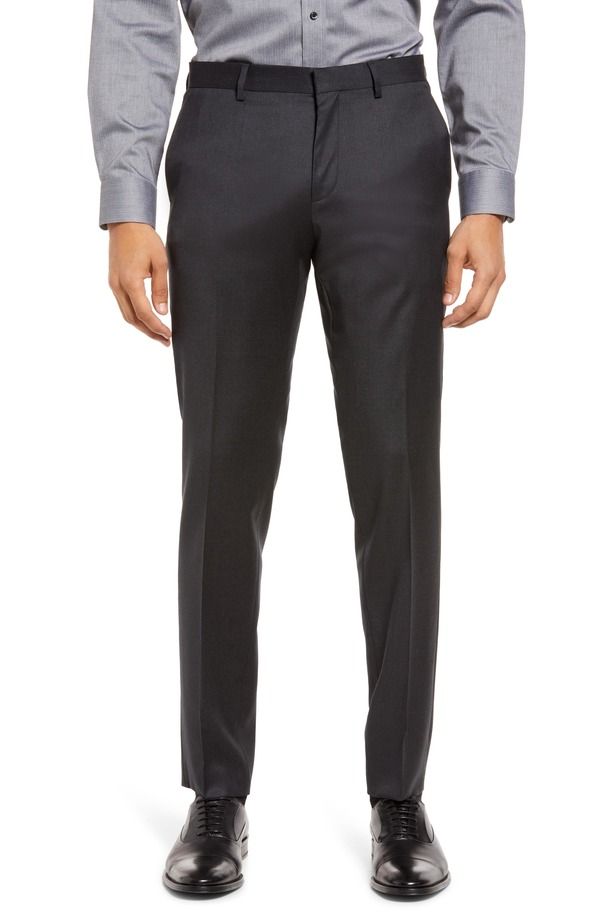 ボス メンズ ボトムス カジュアルパンツ スリムフィット ウール BOSS Geniuslim Fit Wool Suit Pants Black ブラック