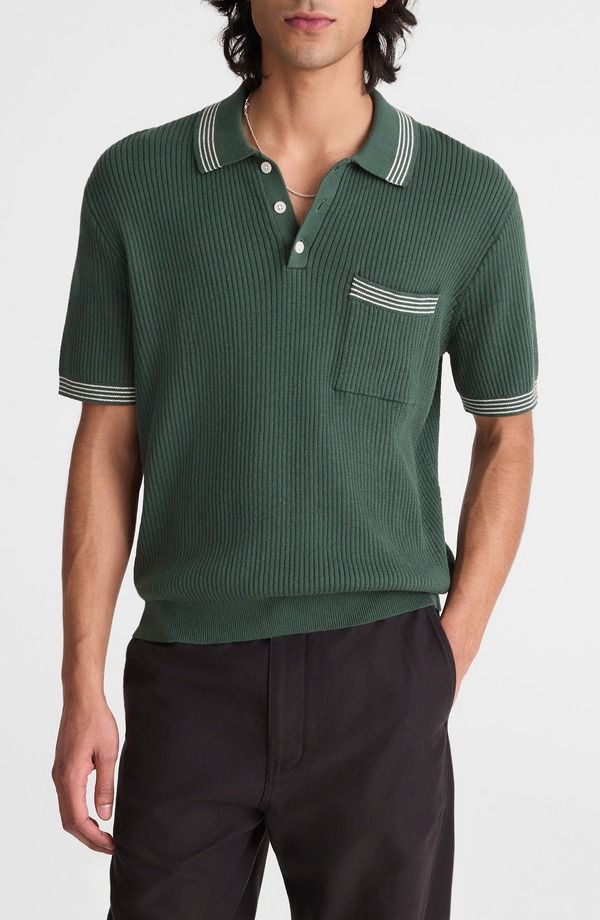 メイドウェル メンズ トップス ポロシャツ セーター Madewell Tipped Sweater Polo Botanical Green グリーン