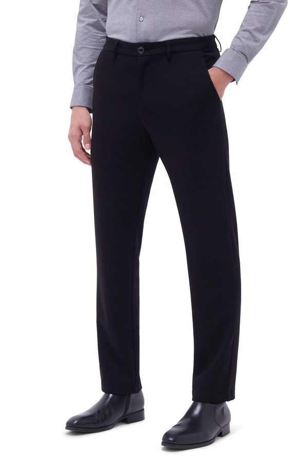 ブガッチ メンズ ボトムス カジュアルパンツ ニット Bugatchi Slim Tailored Fit Flat Front Softouch Knit Dress Pants Black ブラック