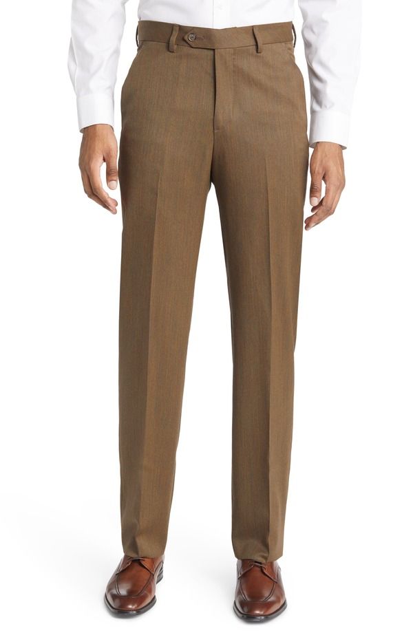 ベール メンズ ボトムス カジュアルパンツ ウール Berle Flat Front Classic Fit Wool Gabardine Dress Pants Heather Tobacco ヘザー 34,320円