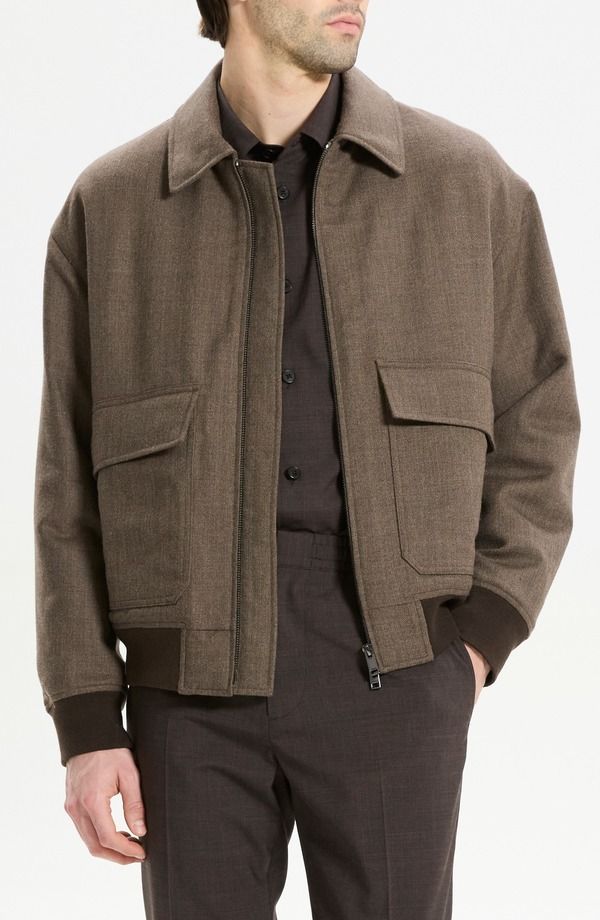 セオリー メンズ アウター ジャケット・ブルゾン ウール Theory Virgin Wool Modern Aviator Jacket Feather