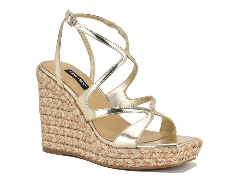 ナインウェスト レディース シューズ サンダル Nine WestAdrianespadrille Wedge Sandal Gold Metallic ゴールド